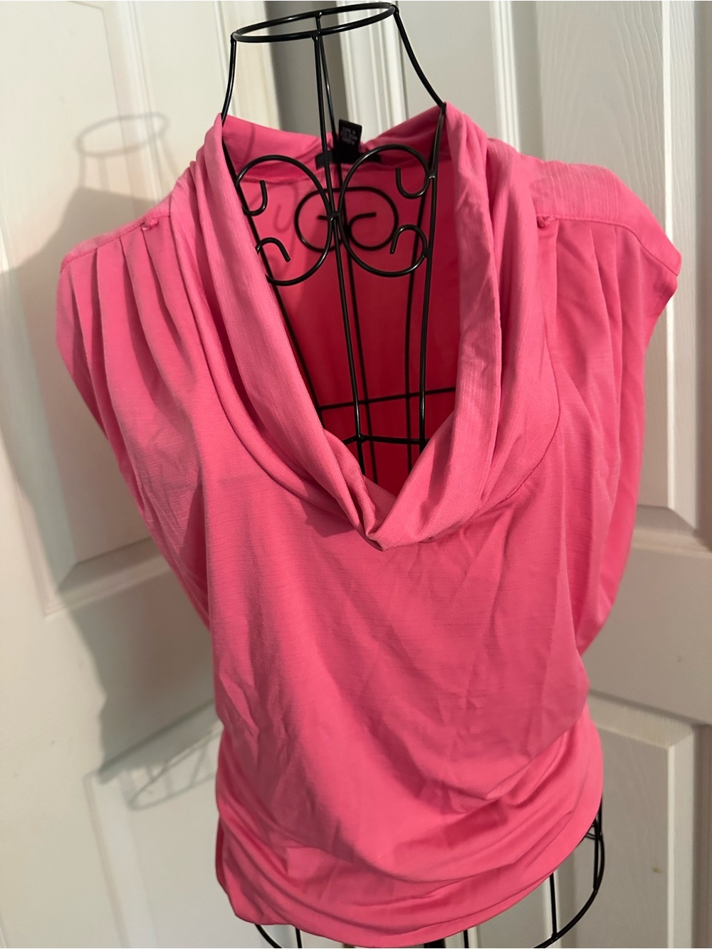 AGB Women's XL Pink Chiffon Blouse Casual Office Brunch Attire, Soft Flowy